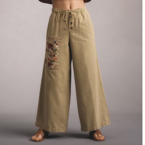 Anthropologie Pilcro Embroidered Wide Leg Pants - Picture 1 of 15
